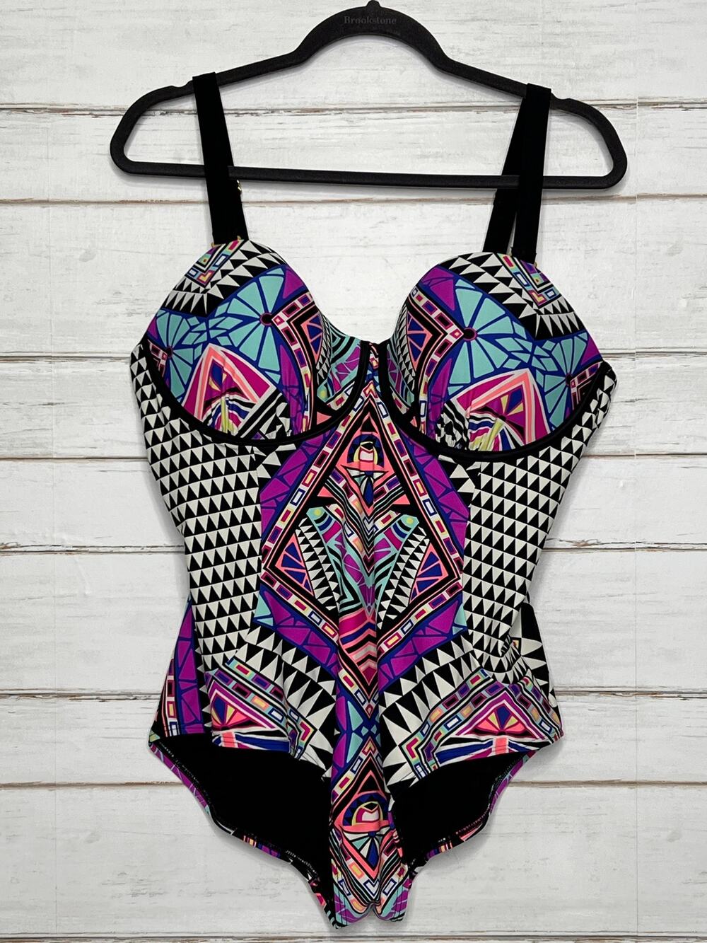 Swimsuits For All One Piece Swimsuit Plus Size 20 Geometric Print Underwire